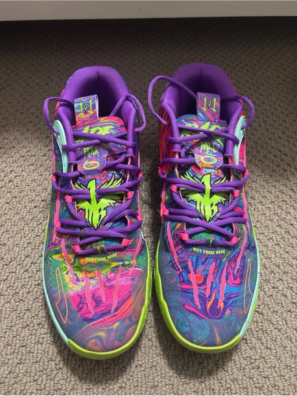 Puma Men's Multicolor Athletic Shoes in Purple, Neon Green & Pink